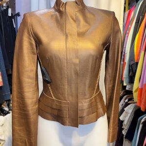 Per Se Bronze Leather Jacket